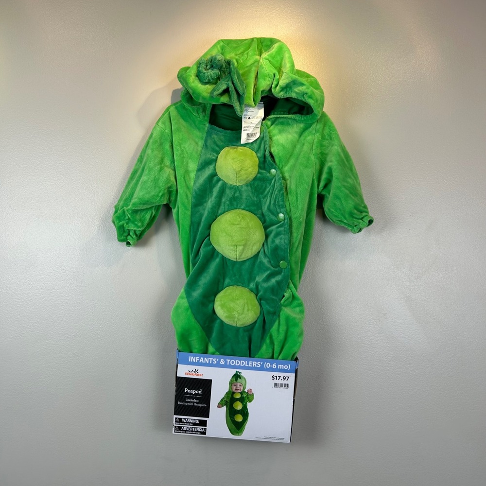 Way to Celebrate Baby Sweet Pea Peapod Costume Green Bunting 0-6 Months Soft